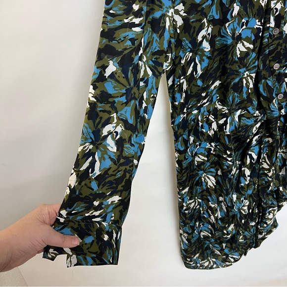 New Veronica Beard Georgina Dress Floral Print Wrap Olive Green 100% Silk Size 8 - Picture 8 of 8